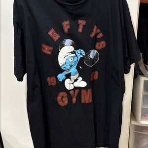 Smurfs Hefty's Gym Black Graphic Tee